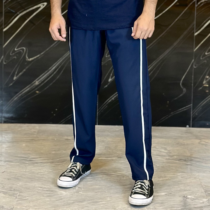 MICRO-STRETCH ONE STRIPE TROUSER NAVI