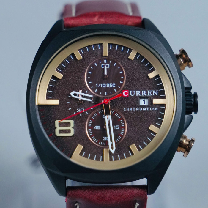 CURREN WATCH BROWN LEATHER STRAP WATCH