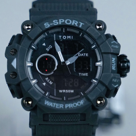 TOMI S-SPORT BLACK DUAL TIME WATCH TOMI S-SPORT BLACK DUAL TIME WATCH