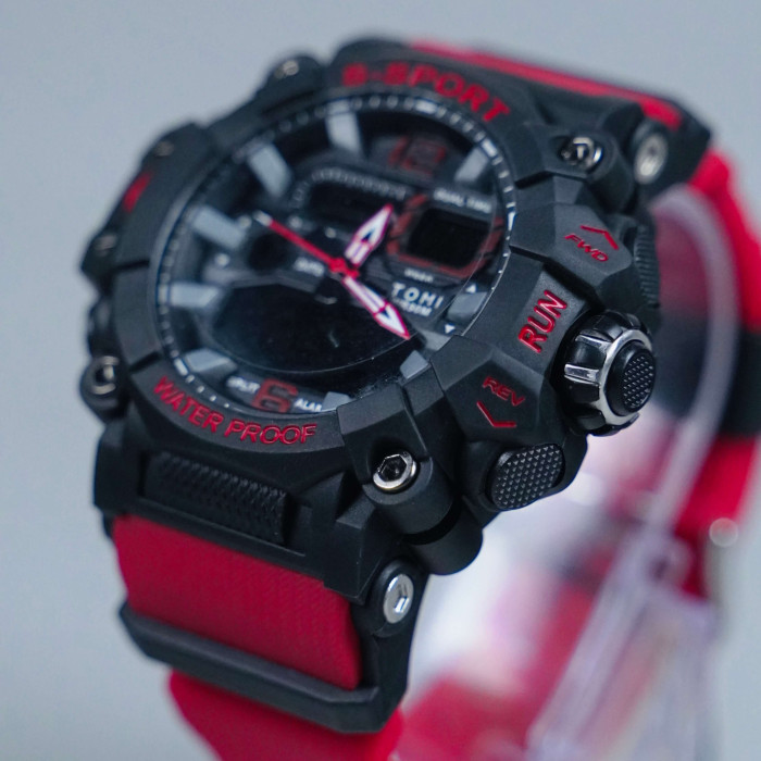 TOMI S-SPORT RED X BLACK  DUAL TIME WATCH