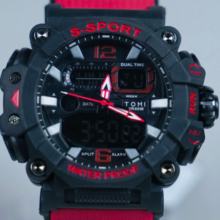TOMI S-SPORT RED X BLACK  DUAL TIME WATCH TOMI S-SPORT RED X BLACK  DUAL TIME WATCH