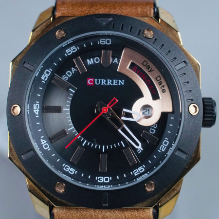 CURREN GOLD X BLACK LEATHER STRAP WATCH  CURREN GOLD X BLACK LEATHER STRAP WATCH