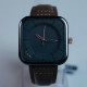 TOMI SQUARE QUARTZ BLACK X BROWN LEATHER STRAP