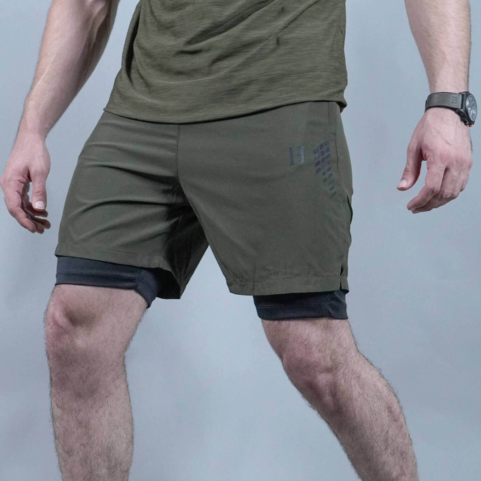 MICRO-STRETCH OLIVE COMPRESSION SHORTS