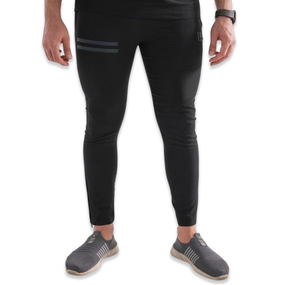 Micro-Stretch Black Two Stripe Trouser1 Micro-Stretch Black Two Stripe Trouser - Image 1